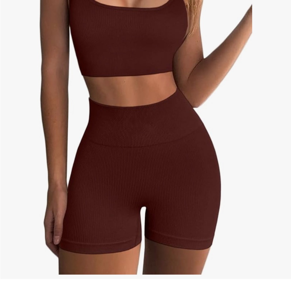 Brown Ribbed Bike Short